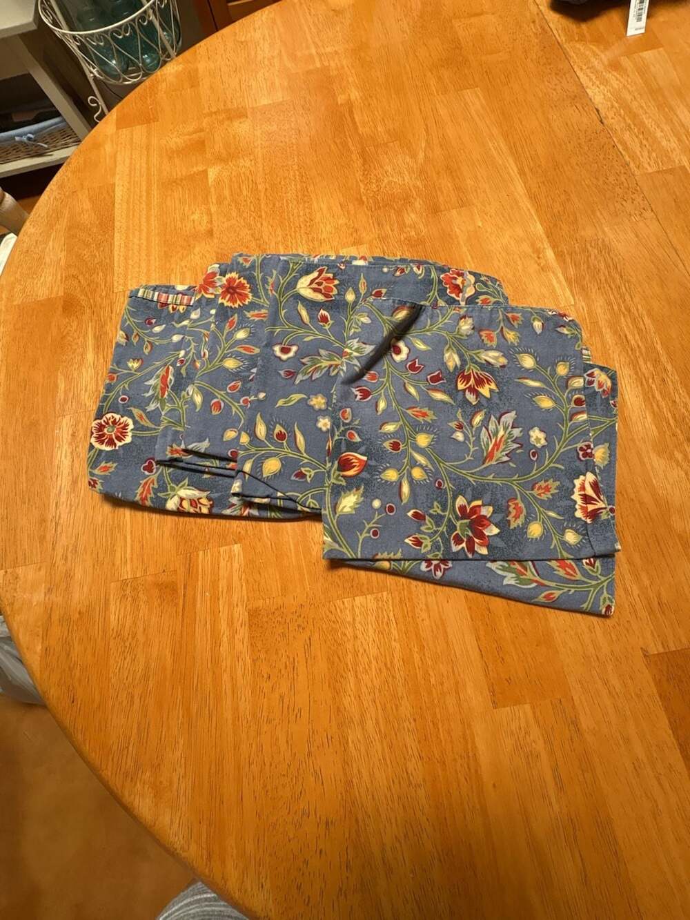 Williamsburg Wakefield Indigo Floral Fabric Napkins Set